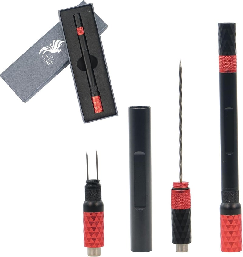 CaLeQi Cigar Punch Cigar Draw Enhancer and Cigar Nubber 4 in 1 The Cigar Punch for All Cigars is a Practical and Essential Cigar Accessories for Cigar Lovers Great Gift for a Man （Black Red） - Image 1